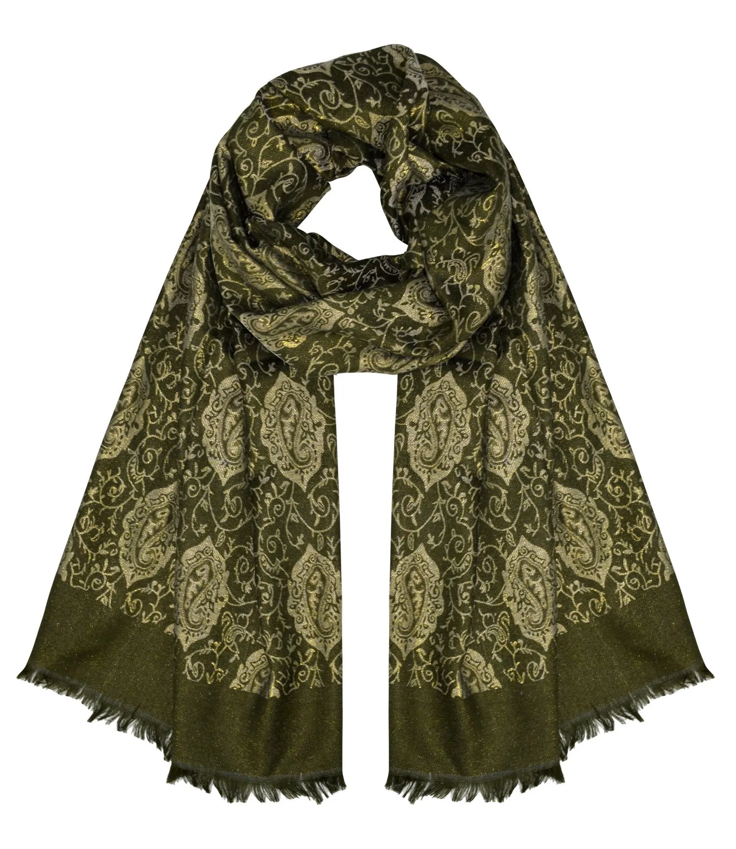 Women's Ravishing Reversible Metallic Paisley Shawl Wrap Pashmina