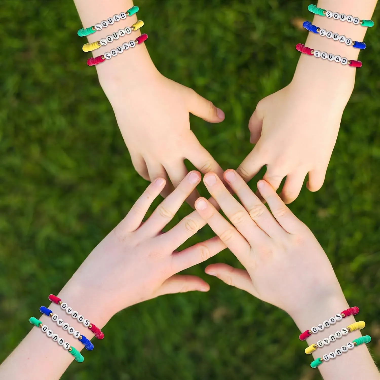 Women's Stackable Clay Beaded Bracelet Set - Colorful Disc Stretch Preppy Friendship Jewelry, Layered Boho Summer Beach Gifts for Teens.red-orange color-yellow-green-teal-blue-Purple 7Pack