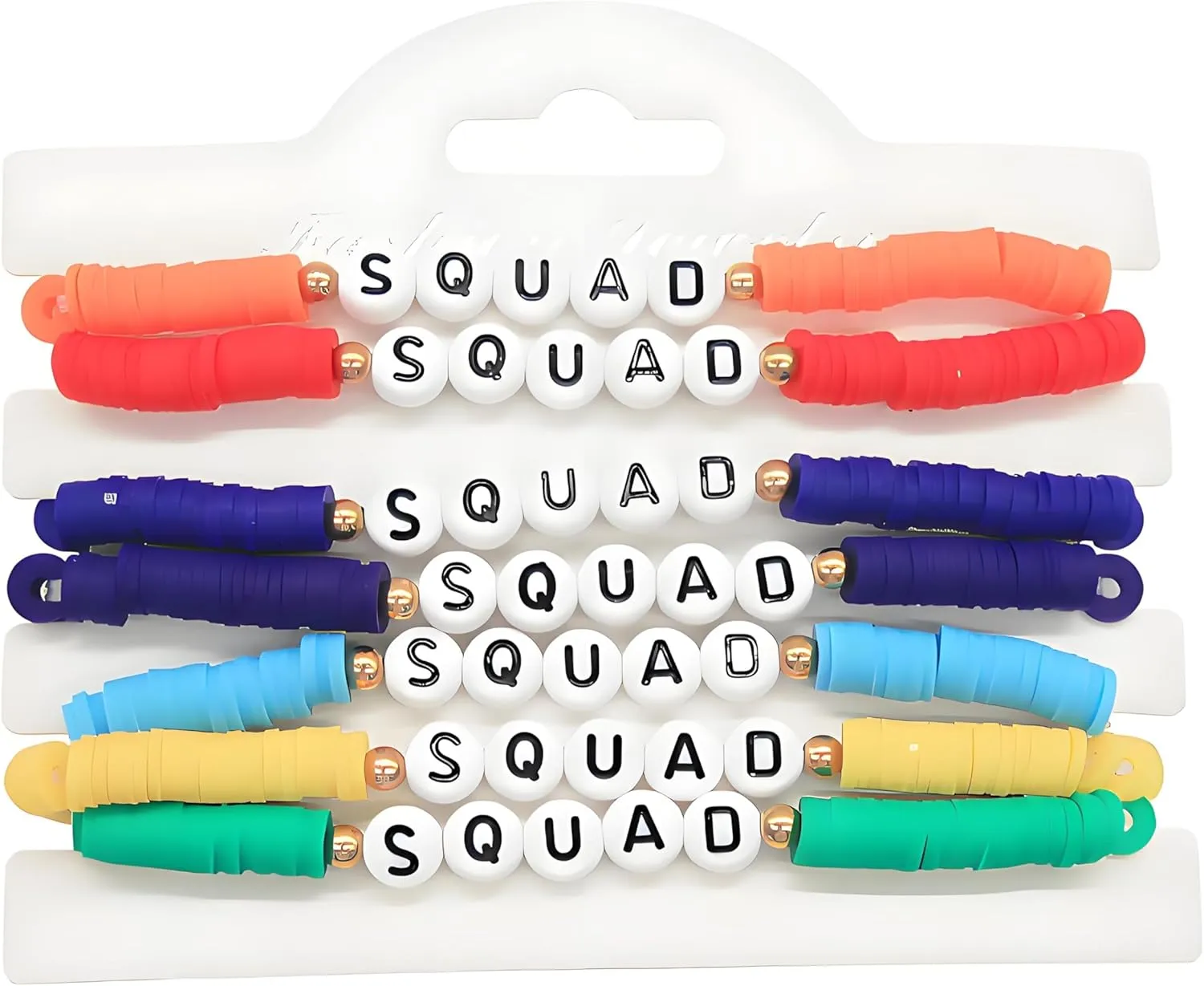 Women's Stackable Clay Beaded Bracelet Set - Colorful Disc Stretch Preppy Friendship Jewelry, Layered Boho Summer Beach Gifts for Teens.red-orange color-yellow-green-teal-blue-Purple 7Pack