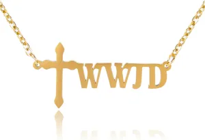 WWJD Necklace for Women, 18K Gold Plated WWJD Cross Jewelry Necklaces present for Women, Cute Necklace present for Teen women, Faith Necklace For Women