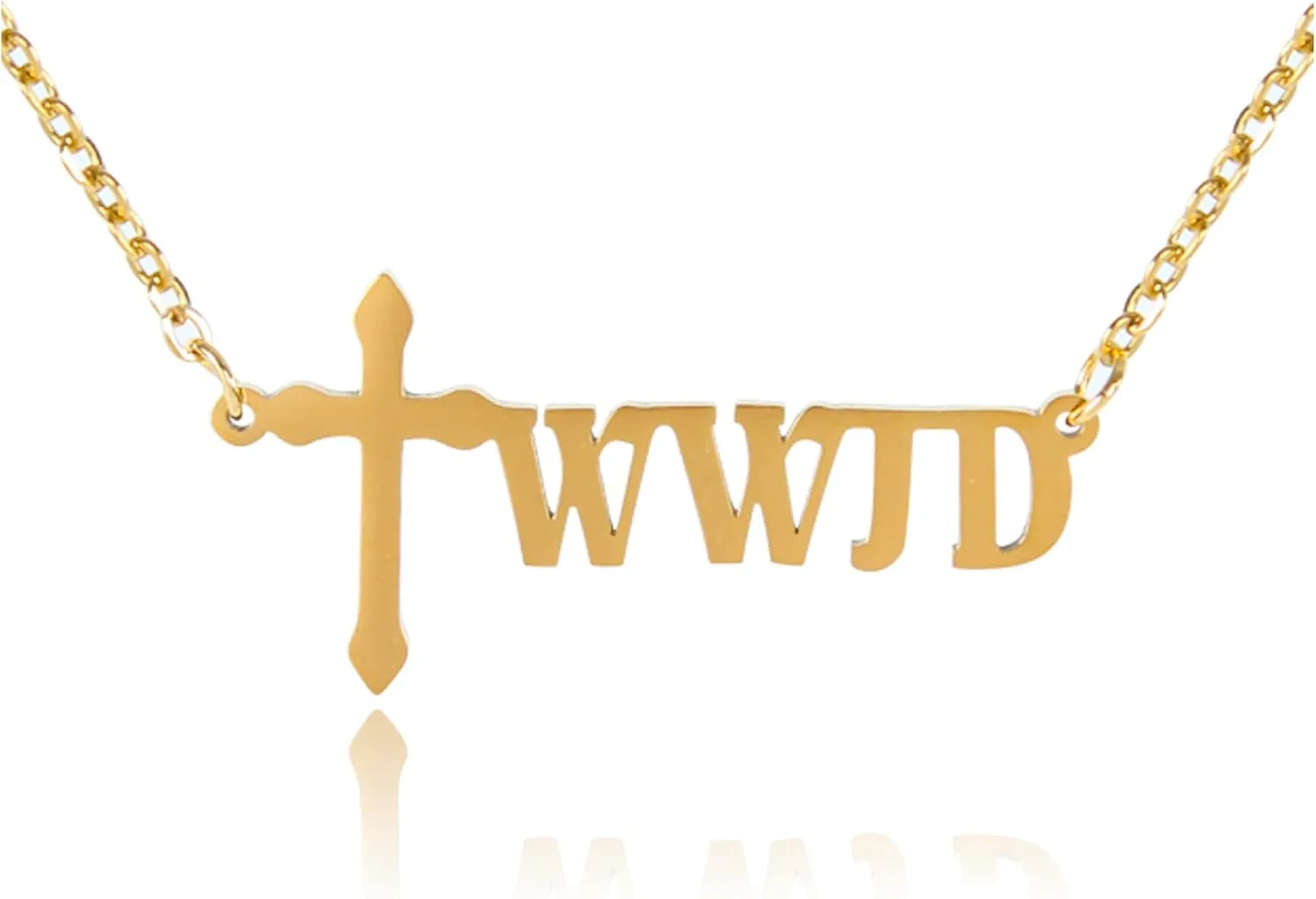 WWJD Necklace for Women, 18K Gold Plated WWJD Cross Jewelry Necklaces present for Women, Cute Necklace present for Teen women, Faith Necklace For Women