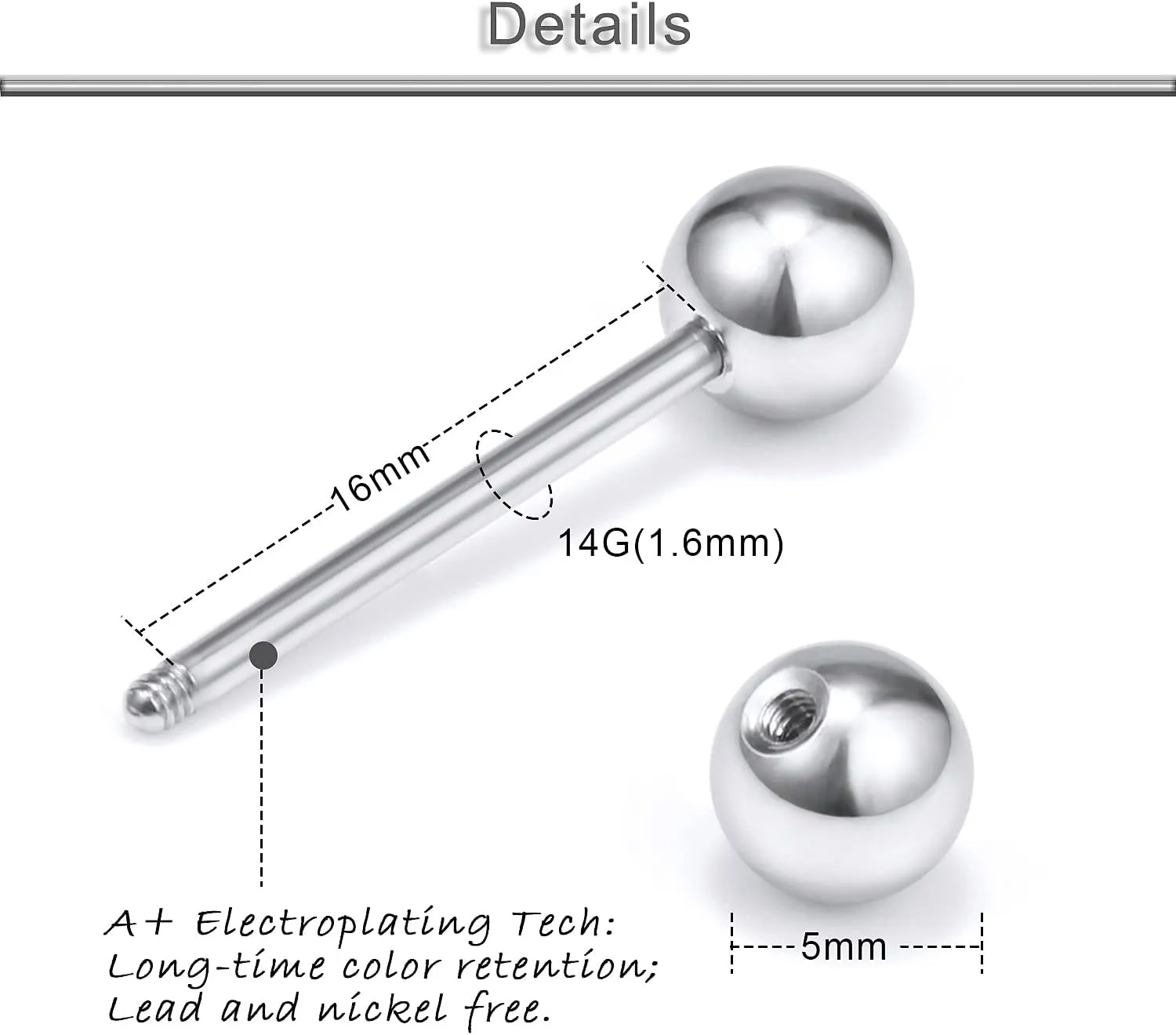 Yaalozei 14G Glow in Dark Plastic Nipple Tongue Rings 16mm Flexible Nipple Tongue Rings Retainer Straight Barbell Piercing Jewelry 5/8Inch 36pcs-48pcs