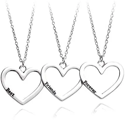 YALLNASL Best Friend Necklaces Friendship Necklace for 3 Best Friends Birthday Christmas Gifts for BFF Matching Heart Necklaces for Besties Best Friends Forever Necklace Gifts