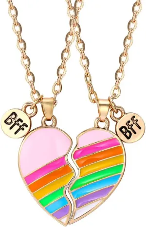 YALLNASL BFF Best Friend Gift Necklaces for 2 Friend Friendship Necklace for Women Friends Half Heart Necklace for Bestie Matching Necklaces for best friends Christmas Birthday Gift