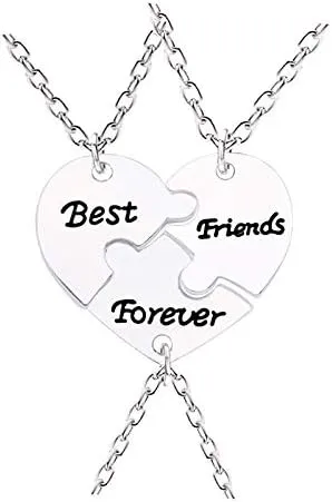 YALLNASL Friendship Gift Necklace for 3 Best Friends Matching Necklaces for BFF Puzzle Piece Necklace for Best Friend Forever Necklace for BFFs Bestie Birthday Christmas Gift