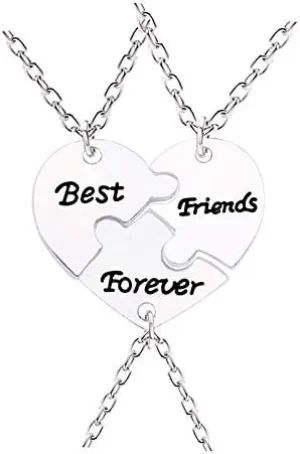 YALLNASL Friendship Gift Necklace for 3 Best Friends Matching Necklaces for BFF Puzzle Piece Necklace for Best Friend Forever Necklace for BFFs Bestie Birthday Christmas Gift