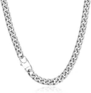 YAMI Mens 8/10/12MM Width Cuban Link Chain, Stainless Steel Thick Cuban Link Curb Chain Necklace for Men/Women, 18/20/22/24/26Inch Two Tone Chain Necklace Jewelry Gifts