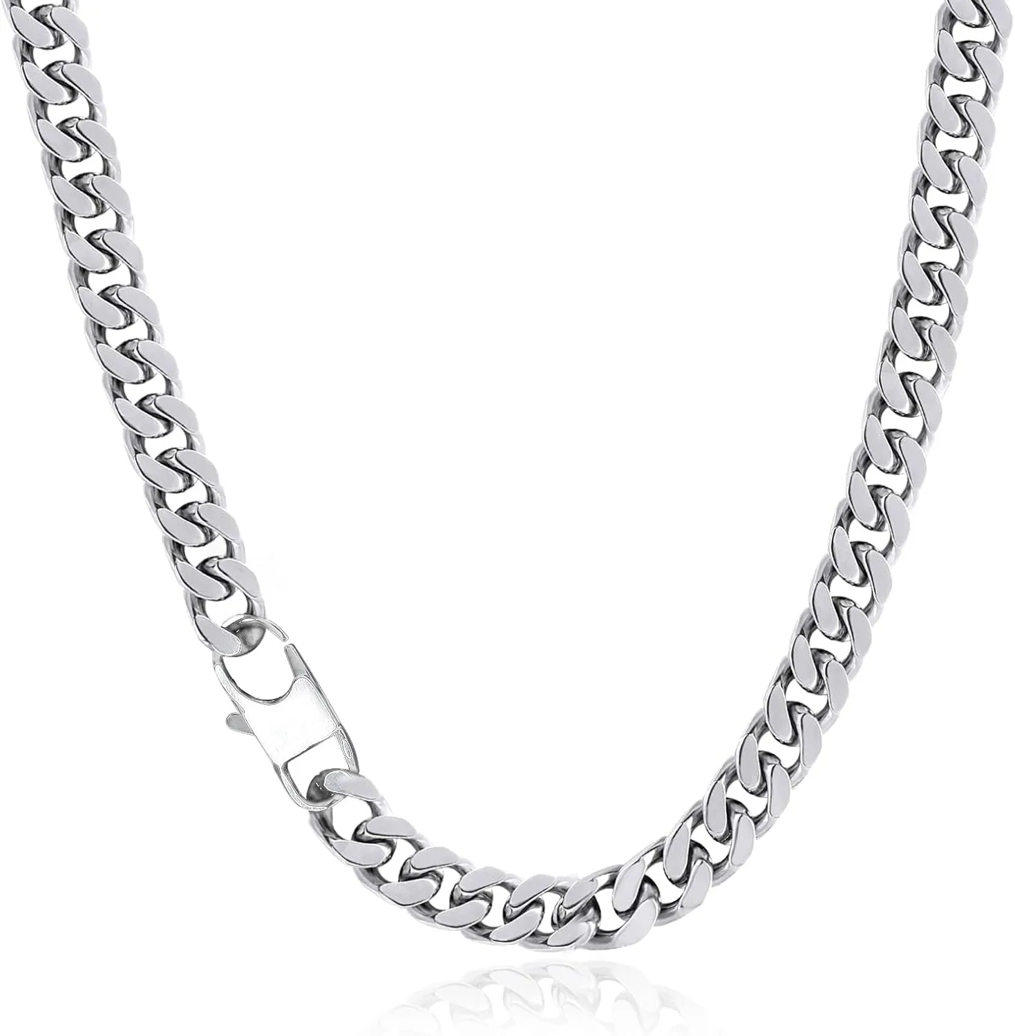 YAMI Mens 8/10/12MM Width Cuban Link Chain, Stainless Steel Thick Cuban Link Curb Chain Necklace for Men/Women, 18/20/22/24/26Inch Two Tone Chain Necklace Jewelry Gifts