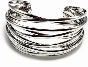 YBMYCM Chunky Gold Cuff Bracelet for Women Gold Line Web Wrist Cuff Bangle Bracelet Fashion Costume Jewelry