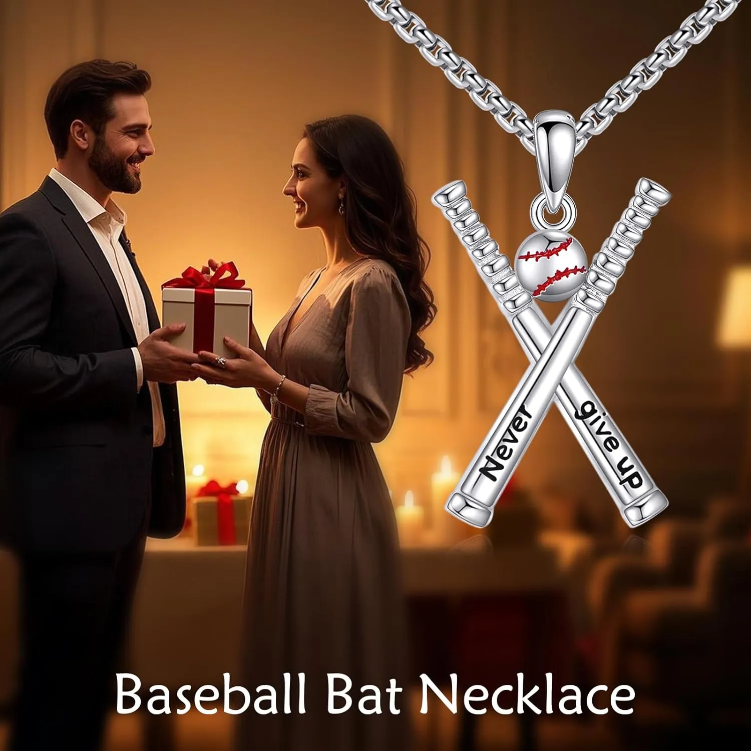 YFN Sport Necklace Sterling Silver Never Give Up I Can Do All Things Pendant Jewelry Sport Gifts for Women Men