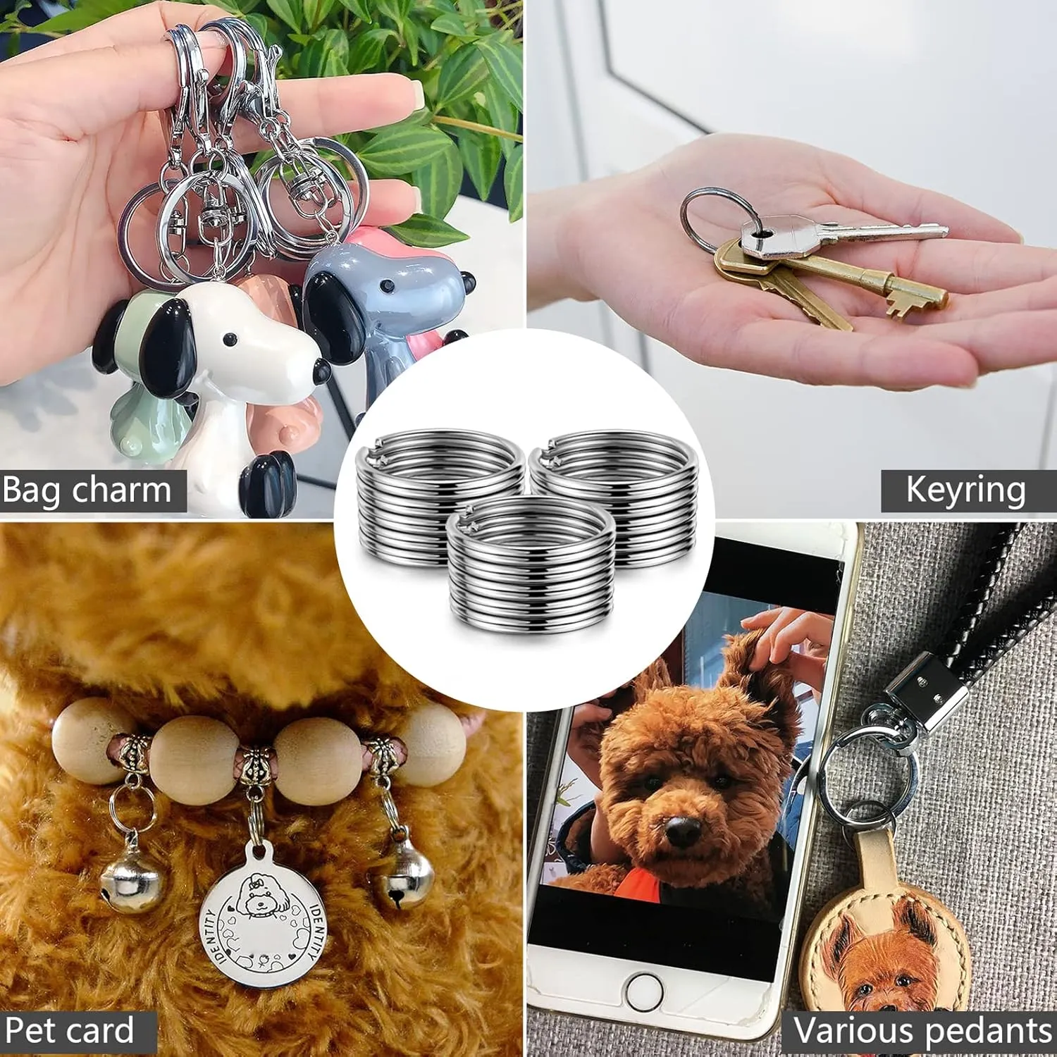 YHYZ 1.5 inch Key Rings Bulk (30pcs, Round), 38mm (1 1/2 inch) Sliver Metal Spilt Key Rings, for Kechain Chain/Dog Collar tag/DIY Craft Jewelry Making/Car Key