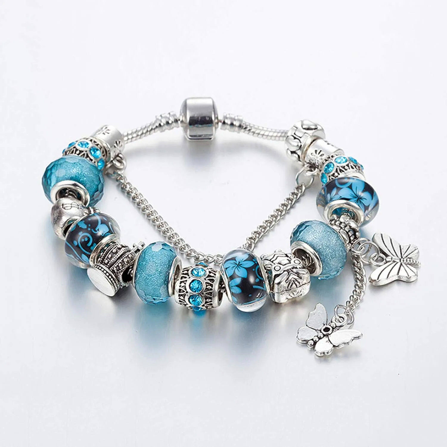 YOUFENG Love Beads Charms Bracelet for Women Snake Chain Unicorn Charm Flower Charms Bracelets Birthday Gifts for Her Amethyst Bracelet