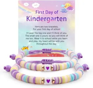 YUZHEJIE First Day of Kindergarten Pre-K Bracelet Mother Daughter Matching Bracelets Back to School Clay Beads Bracelets Jewelry Gifts