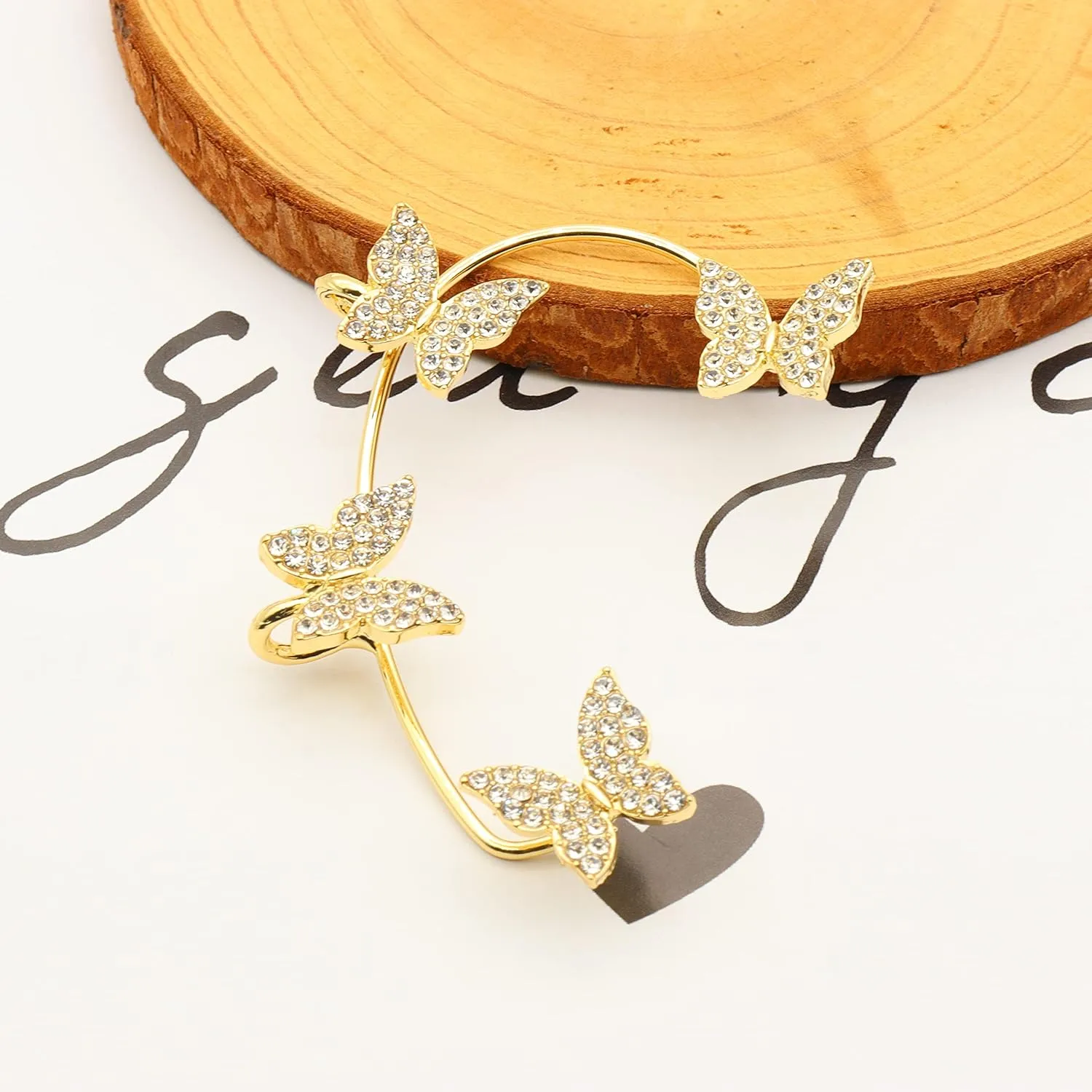 Zircon Butterfly Earrings,Butterfly Earrings for Women,Butterfly Ear Wrap Earrings,No Piercing Ear Clip,for Women Jewellery