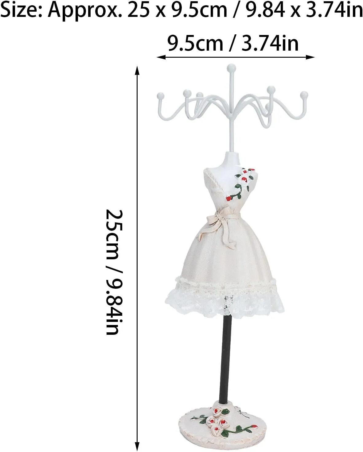 ZJchao Jewelry Display Stand, Earrings Necklace Storage Polyresin Doll Holder with Rotatable Bracket Bracelet Holder Organizer Rack Tower Decoration Dress Necklace Stand for Girls(#1)