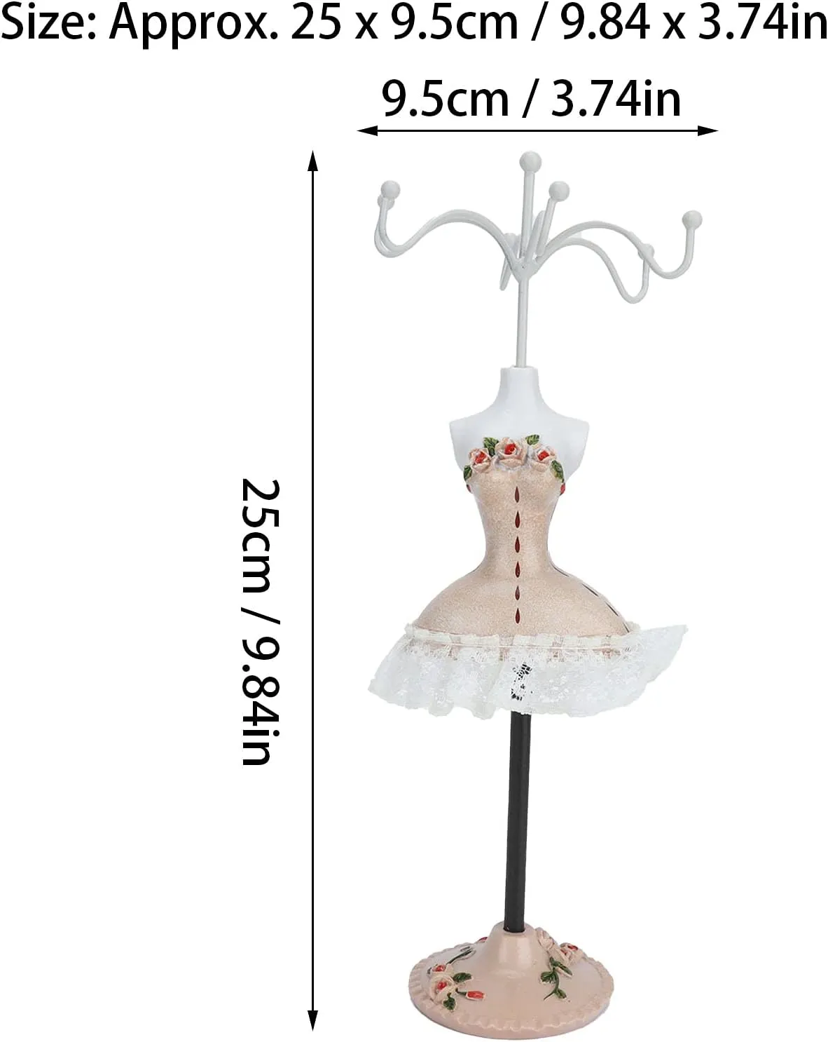 ZJchao Jewelry Display Stand, Lady Model Earring Display Rack Jewelry Stand Holder Necklace Storage Polyresin Doll Holder with Rotatable Bracket Bracelet Organizer Rack Tower Decor for Girls(#3)