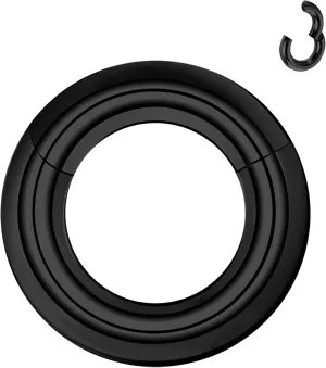 ZS Hinged Segment Clicker PA Ring Spring Action BCR Rings, 2G 4G 6G 8G 10G 12G Black Septum Nose Rings, Surgical Steel Pierced Body Jewelry for Men Women