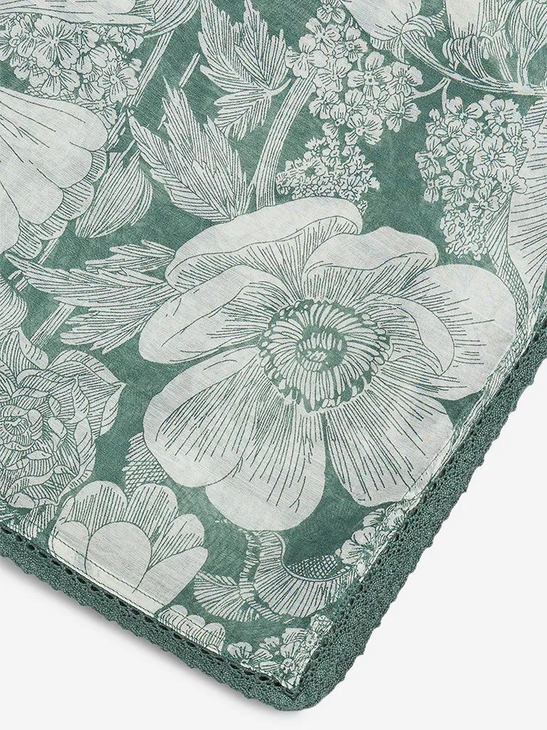 Zuba Green Floral Printed Stole