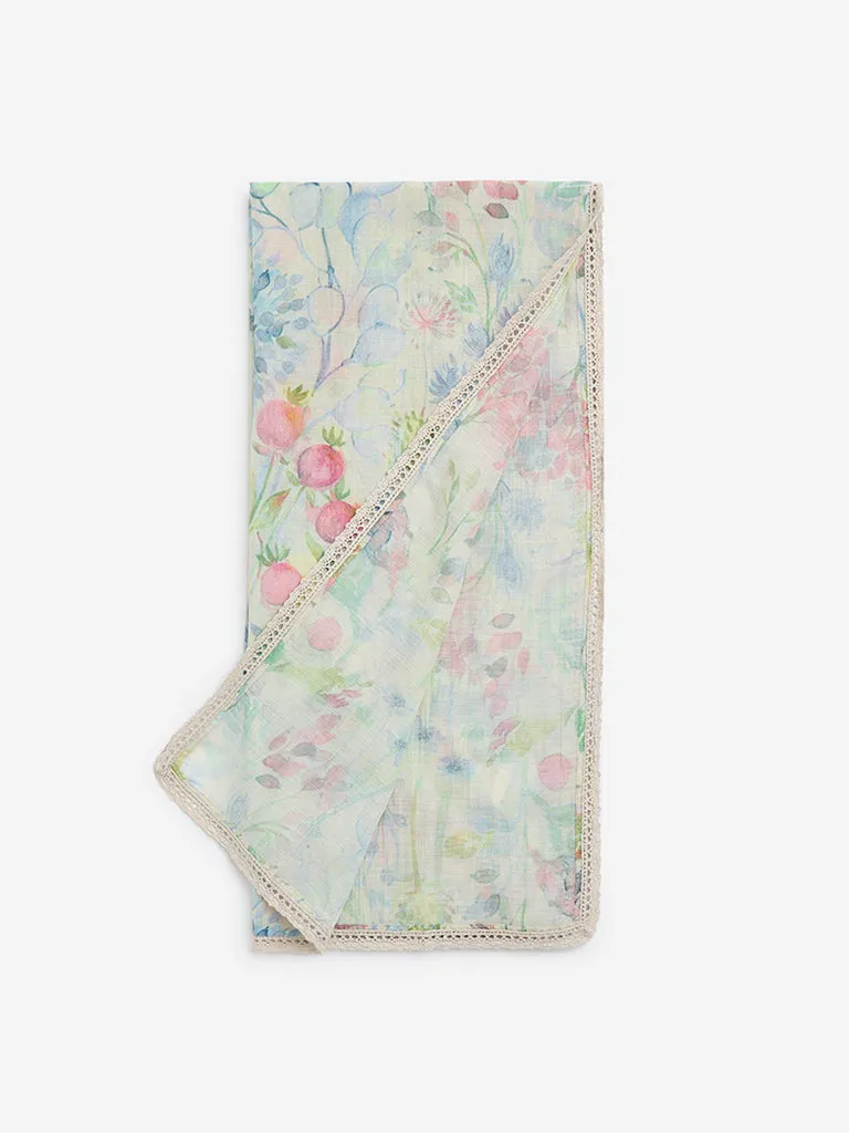 Zuba Lime Foliage Design Cotton-Blend Dupatta